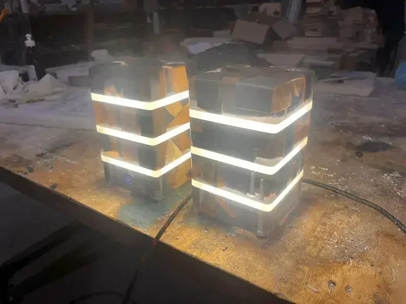 Epoxidová fajna lampa z Jasanu třísegmentová hřejivě bílá 