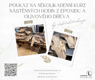 Poukaz na výrobu nástěnných hodin z epoxidu a olivového dřeva